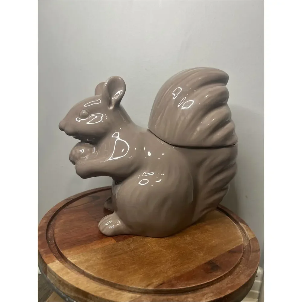 Gray Squirrel Acorn Cookie Jar With Lid Ceramic Threshold Target